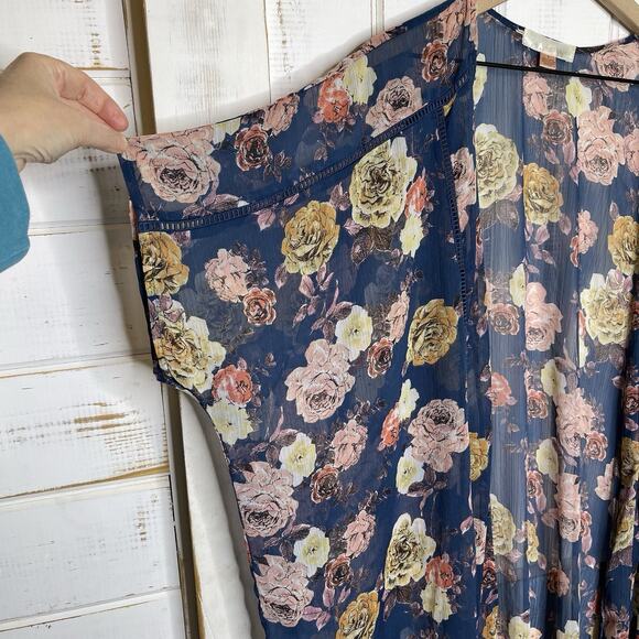 Band Of Gypsies Floral Print Kimono Sz S Fits To XL Boho Romantic Cottagecore - Picture 4 of 8